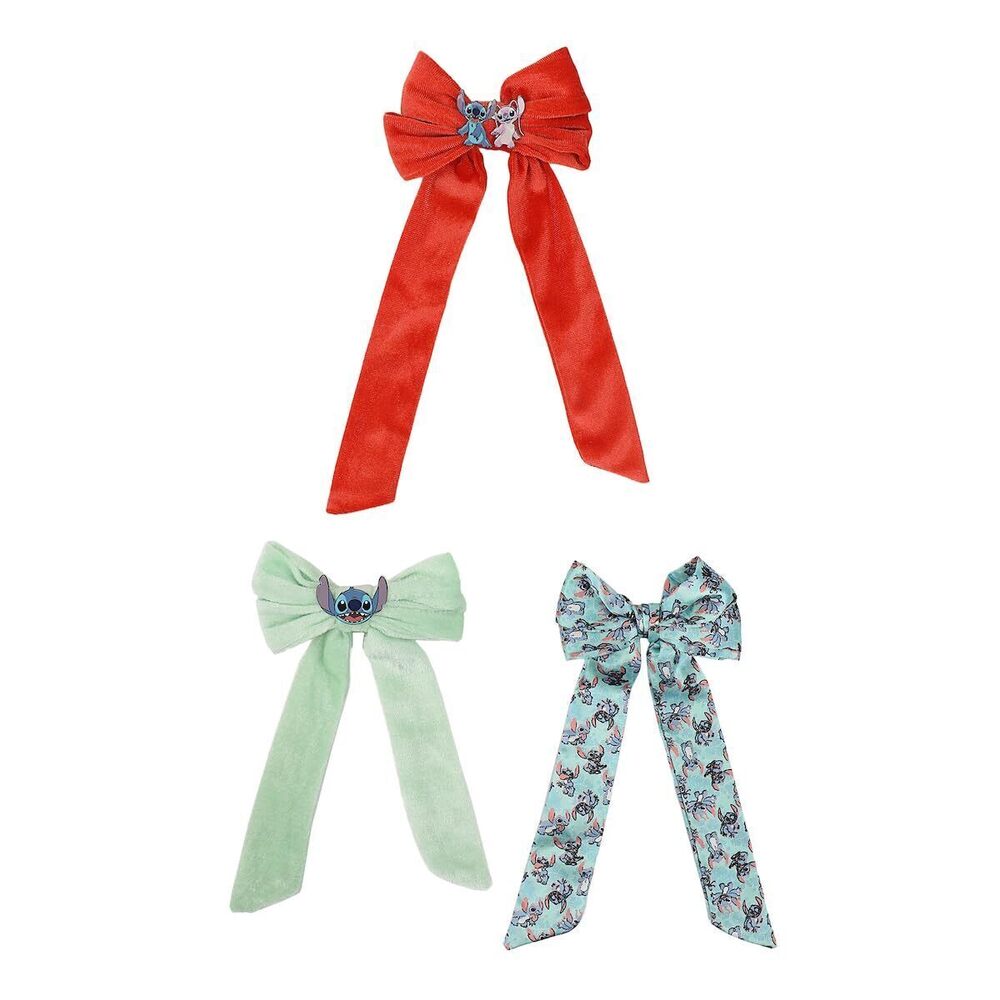 7125 Disney Stitch & Angel 3-Piece Bow Clips Set